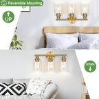 3-Light Gold Bathroom Light Fixtures, Modern Bathroom Vanity Light - Image 9