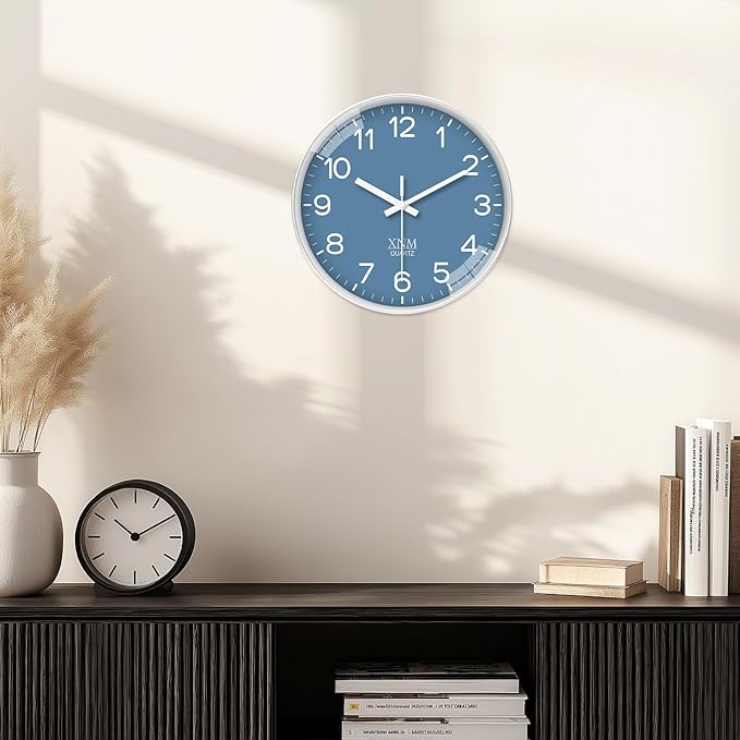 XNM Modern Blue Wall Clocks Battery Operated 10 Inch Classic Analog Clock - Image 5