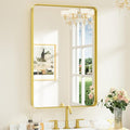 Keonjinn Gold Bathroom Mirrors for Over Sink 24 x 36 Inch Brushed Brass Metal by Keonjinn