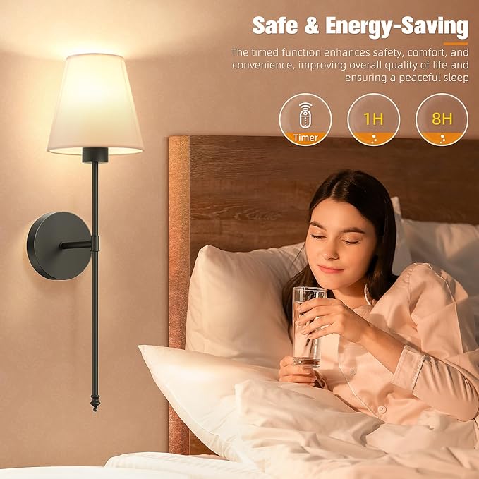 NIORSUN 19.9 inch Battery Operated Wall Sconce Set of 2, 10 Colors Wireless - Image 7