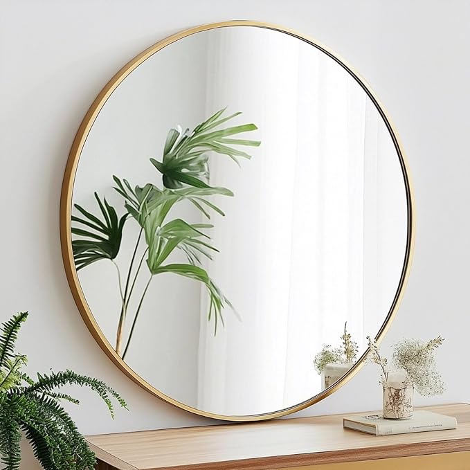 Oruii Gold Round Mirror 30 inch, Large Golden Circle Mirror Metal Frame - Image 8