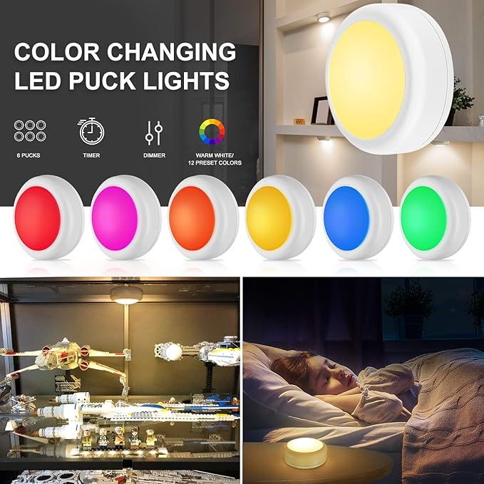 BLS LED Puck Lights with Remote Control, Wireless Under Cabinet & Closet - Image 6
