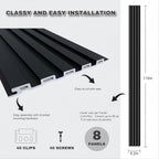 Extra Long Black Wall Panels for Interior Wall Décor 114x6.2x0.4in 8pack Modern - Image 7