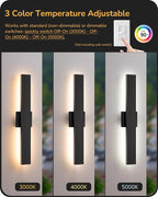 EDISHINE 23.6" Modern Outdoor Wall Lights, 3CCT & 10%-100% Dimmable, IP65 - Image 4