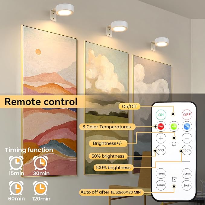 4-Pack Battery Picture Lights, Remote Painting Light - Image 5