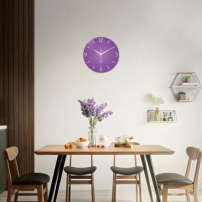 XFM Purple Wall Clock for Women Girls Bedroom 20 Inch Modern Simple Wall Clocks - Image 8
