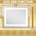 FENNIO Vanity Mirror with Lights 22''x18'' Makeup Mirror with Lights, Lighted - Image 7