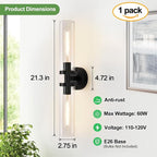 Indoi Matte Black Wall Sconces, Hardwired Bathroom Sconces Wall Lighting - Image 4