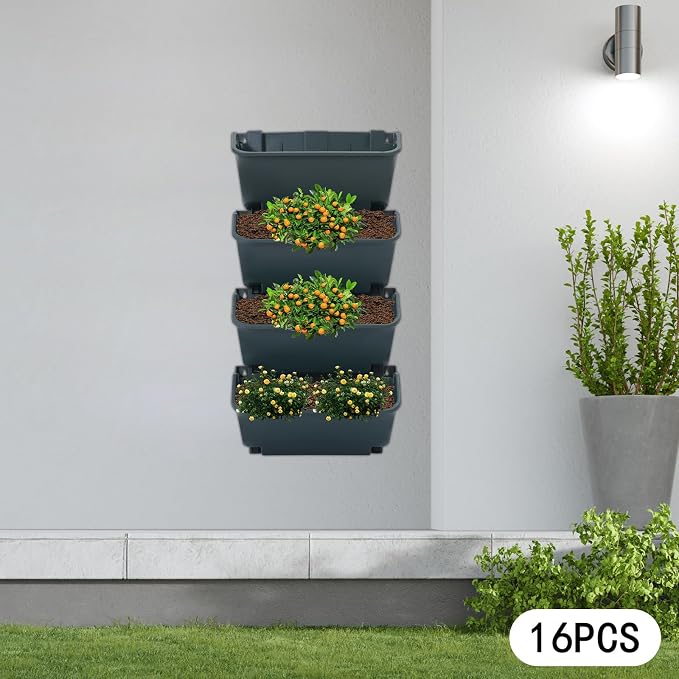 Vertical Wall Planter with 16 Pots, Hanging Garden Plant Flowerpot Holder - Image 8
