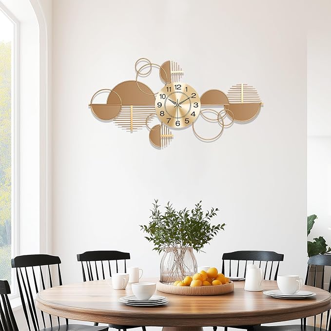 Large Wall Clock, Modern Silent Non-Ticking Metal Wall Art Wall Clocks Battery - Image 6