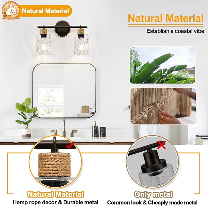 MOKATNG Bathroom Light Fixtures, 2-Light Coastal Vanity Lights - Image 5