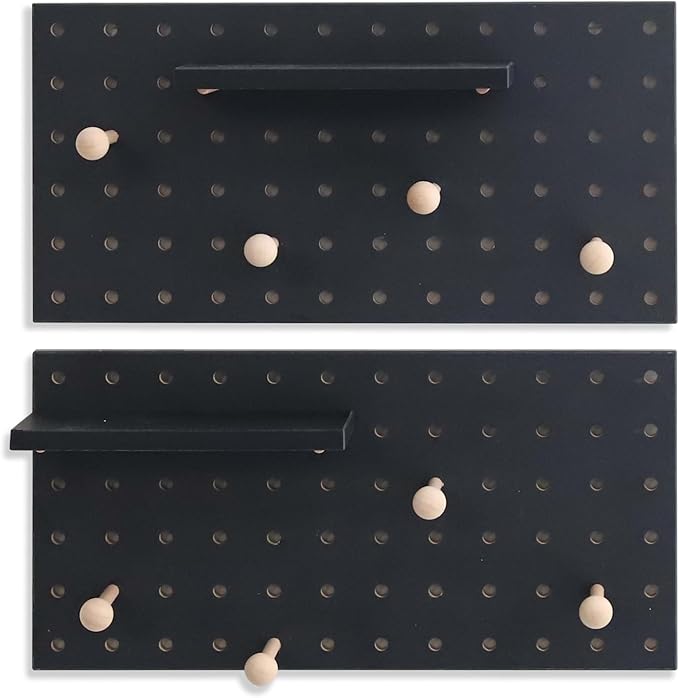 Wooden Pegboard Accessories Set: Modular Wall Hooks & Shelf - Image 2