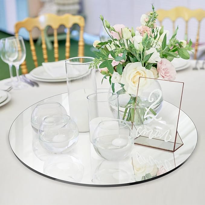 Seelenruhe 10" Round Mirrors for Centerpieces for Tables, Round Mirrors Trays - Image 4