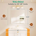 TokeShimi 36x36 Beveled Mirror Frameless Tempered, Rectangle Bathroom Mirror - Image 2