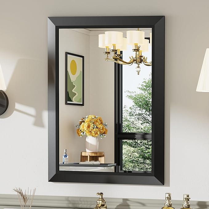 Briivue 20x28 Inch Black Bathroom Mirror by Briivuemodernmirrors