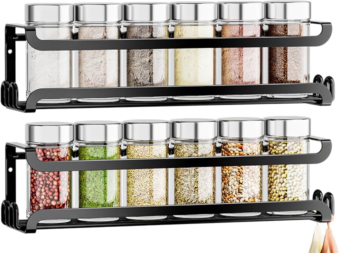LUCYCAZ 2 Pack Wall Mounted Spice Rack by LUCYCAZ