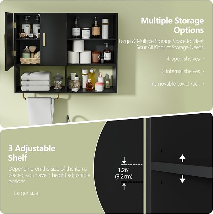 Bathroom Wall Cabinet Wood Large Wall Mounted Medicine Cabinet - Image 3