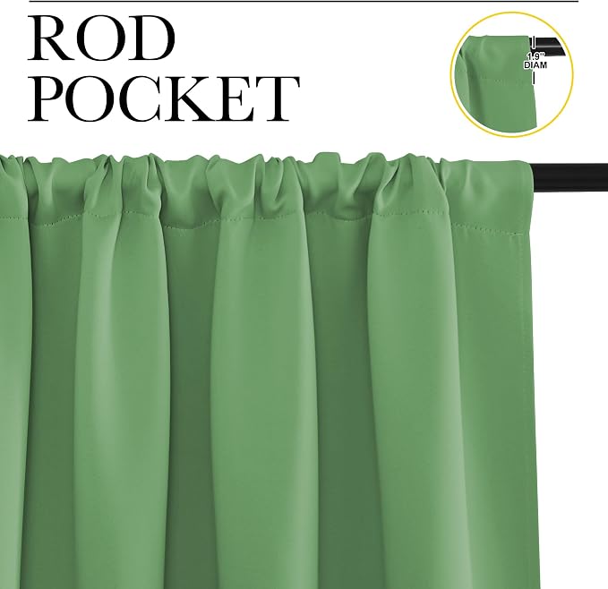 NICETOWN Blackout Curtains for Bedroom, Froest Green, 1 Pair, 70 by 63-inch - Image 2