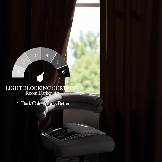 NICETOWN Brown Velvet Room Darkening Curtains, Home Decor Light Blocking - Image 7