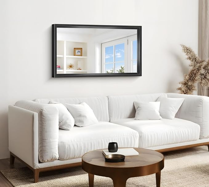Black Framed Mirror 24"x40", Brushed Black Bathroom Mirrors - Image 4
