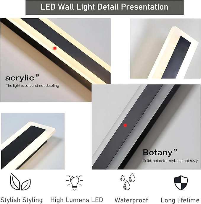 2Pack 31.5inch Long Outdoor Modern LED Wall Light, 24W Waterproof IP65 Warm - Image 7