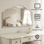 Besdomus Large Scalloped Gold Mirror: 47"x31" Modern Minimalist Wood Frame Wall - Image 2