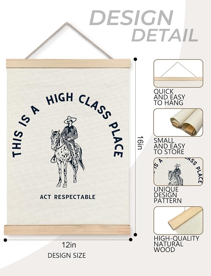 Foritho Funny Western Cowboy Poster Wall Art Framed, This Is A High Class Place - Image 7