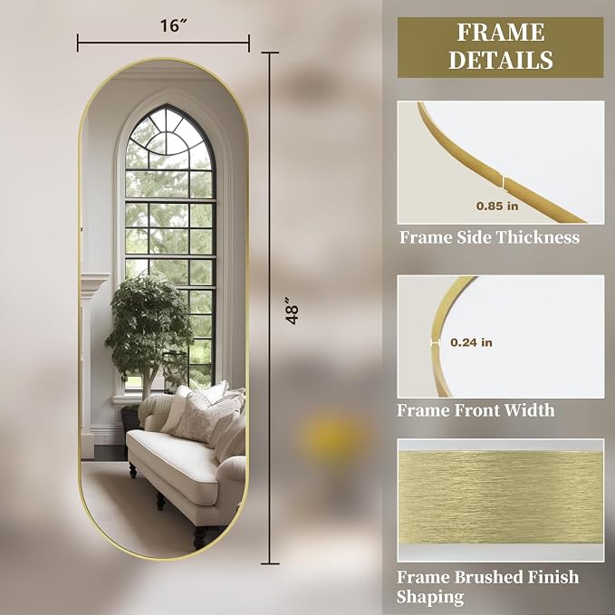 Oval Full Length Mirror, Ultra-Clear Explosion-Proof Dressing Mirror, Simple & - Image 9