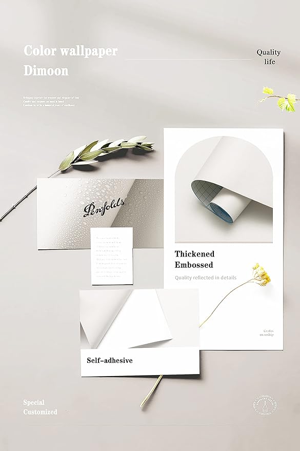 Dimoon 590''x17.7'' White Peel and Stick Wallpaper Contact Paper Modern Self - Image 4
