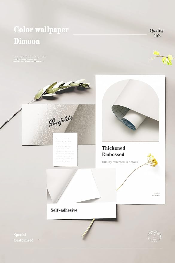 Dimoon 118''x17.7'' White Peel and Stick Wallpaper Contact Paper Modern Self - Image 4