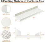 upsimples Floating Shelves for Wall, Wall Shelves for Decor Storage Set of 6 - Image 3