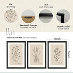 YWJKWLGS Vintage Botanical Wall Art 11x16 Inch Set Of 3 Wooded Framed - Image 2