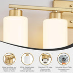 FonmYim Gold Bathroom Light Fixtures, 4-Light Modern Vanity Light Over Mirror - Image 8