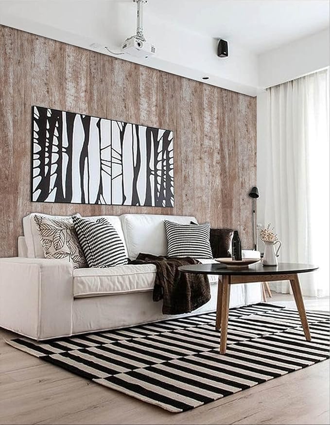 Dimoon78.7"x17.7'' Wood Wallpaper Brown Grey Dark Wood Contact Paper Gray Brown - Image 2