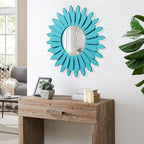 Honiway Beach Wall Decor Mirror 21 inch Wood Coastal Wall Decor Sunburst Boho - Image 3