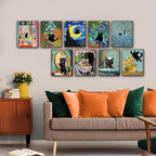 9Pcs Funny Black Cat Wall Art Cats in van gogh Famous Paintings Posters Prints - Image 6