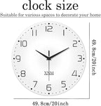 XNM Large White Glass Clocks Battery Operated 20 Inch Modern Minimalist Wall - Image 3