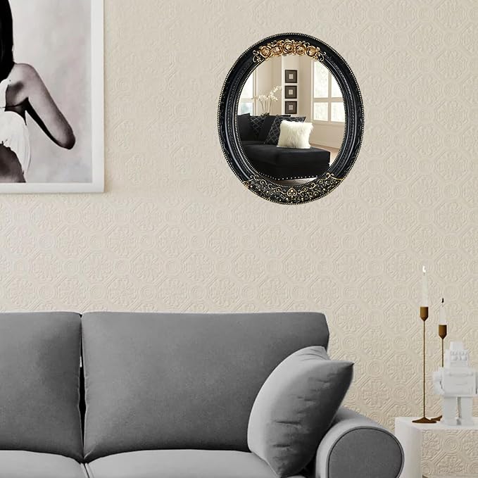 Oval Resin Vintage Mirror, Wall Mounted Decorative Mirror - Image 2