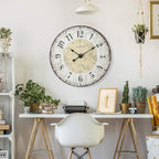 24 Inch Large Wall Clock, Rustic Round Farmhouse Wall Clocks - Image 4