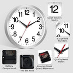 Rohioue Wall Clock Modern 10 Inch Battery Operated Silent Non Ticking Analog - Image 5
