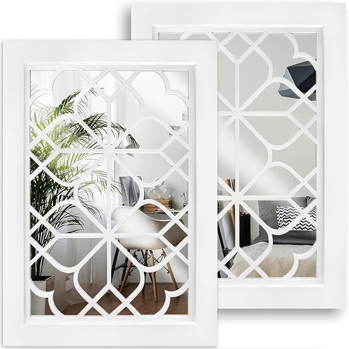 Wocred Set of 2 Rectangular Wall Mirror, Gorgeous Rustic Farmhouse Accent Mirror by Wocred