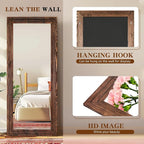 Full Length Mirror 76"x34" Solid Wood Frame Floor Large Mirror - Image 3
