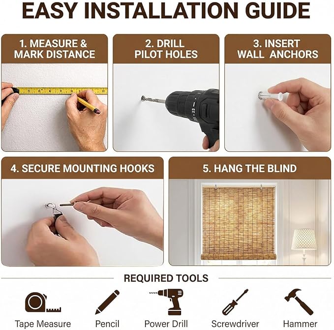 Bamboo Roller Shades for Outdoor Patio, Bamboo Blinds, UV Protection, Light - Image 9