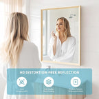 Oak Wood Effect Framed Wall Mirror, 32x40 Rectangle Mirror, Anti-desilvering - Image 3