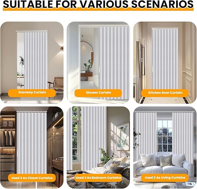 AJAZZ 100% Blackout Accordion Doors Interior Magnetic Door Curtain Closet Door - Image 5