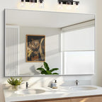 KOCUUY Silver Bathroom Mirror, HD Tempered Glass, Anti-Rust Brushed Silver Frame - Image 2