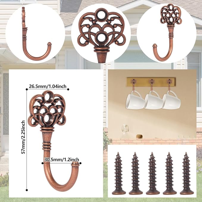 20 PCS Vintage Metal Wall Hooks, Bohemian Decorative Hook - Image 2