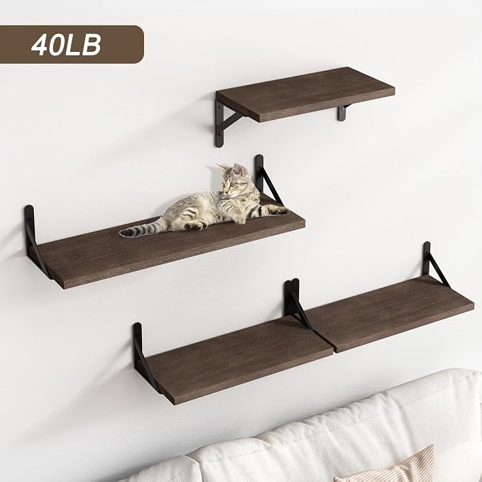 YGEOMER Floating Shelves for Wall, Different Sizes Walnut Wall Shelves for - Image 5