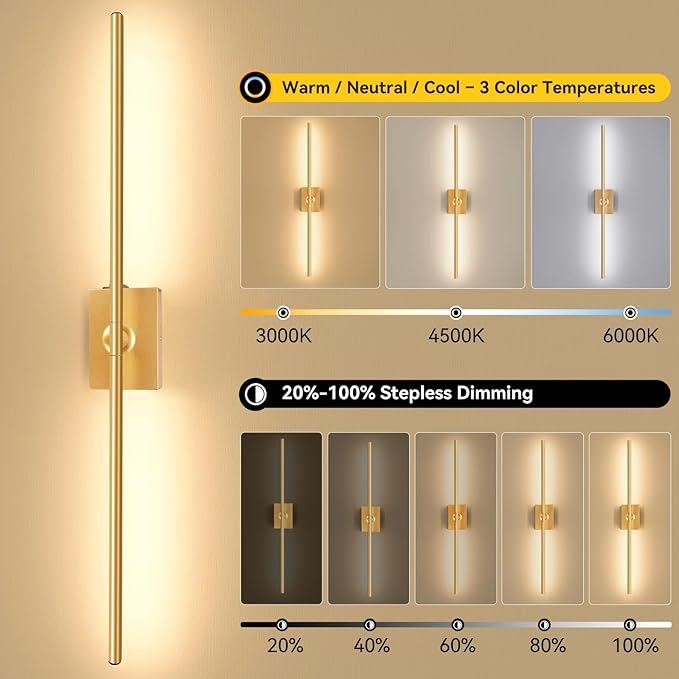 Ouyulong Battery Operated Wall Sconces Set of 2, 10000mAh Wireless Rechargeable - Image 2