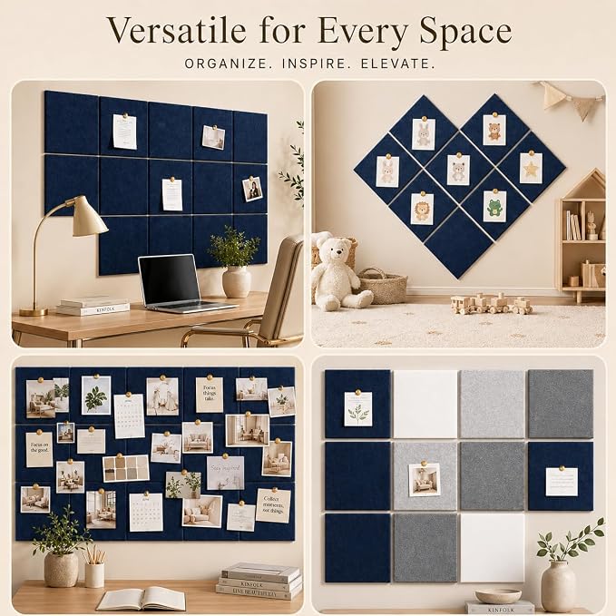 Large Cork Boards for Walls – 36" x 24" Self Adhesive Felt Wall Tiles - Image 6